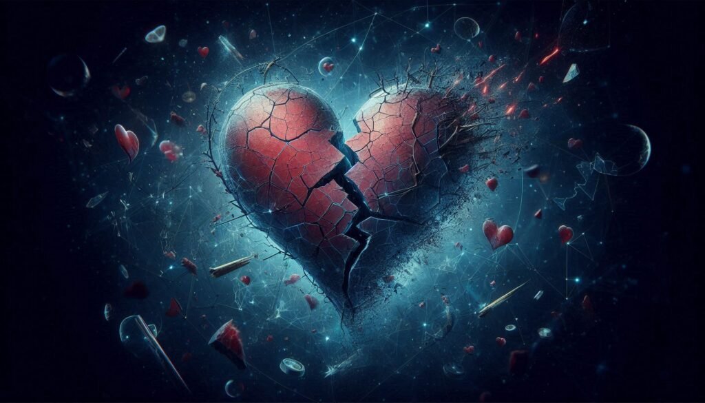 corazon roto y lagrimas en soledad