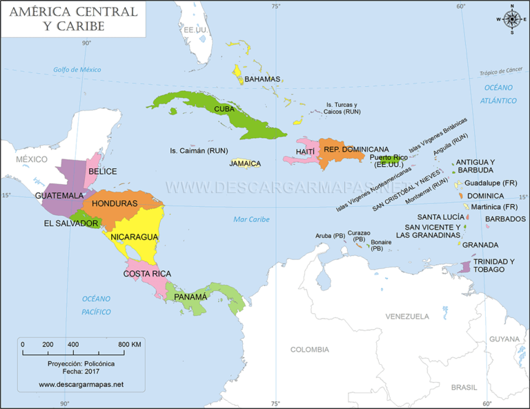 Cuáles son los países que conforman América Central y el Caribe 21 mapa de america central y el caribe