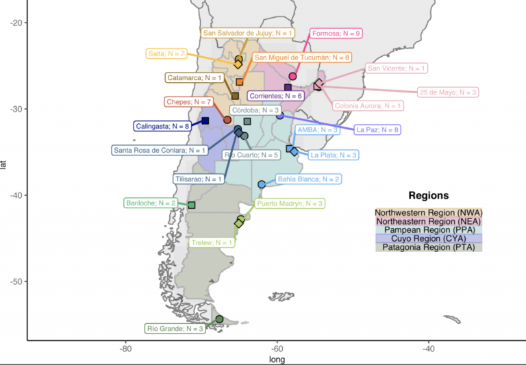 mapa de argentina con marcadores de personas