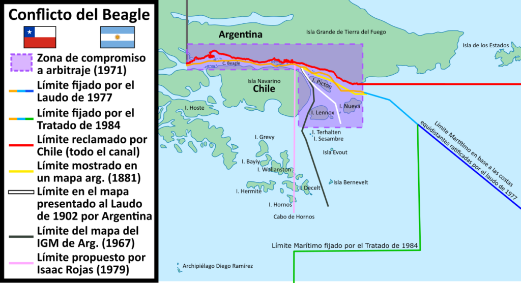 Qué sucedió en el conflicto del canal de Beagle Resumen completo 1 mapa del canal de beagle y sus alrededores